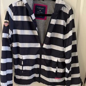 U.S. Polo Assn.Navy and White Striped Raincoat size L